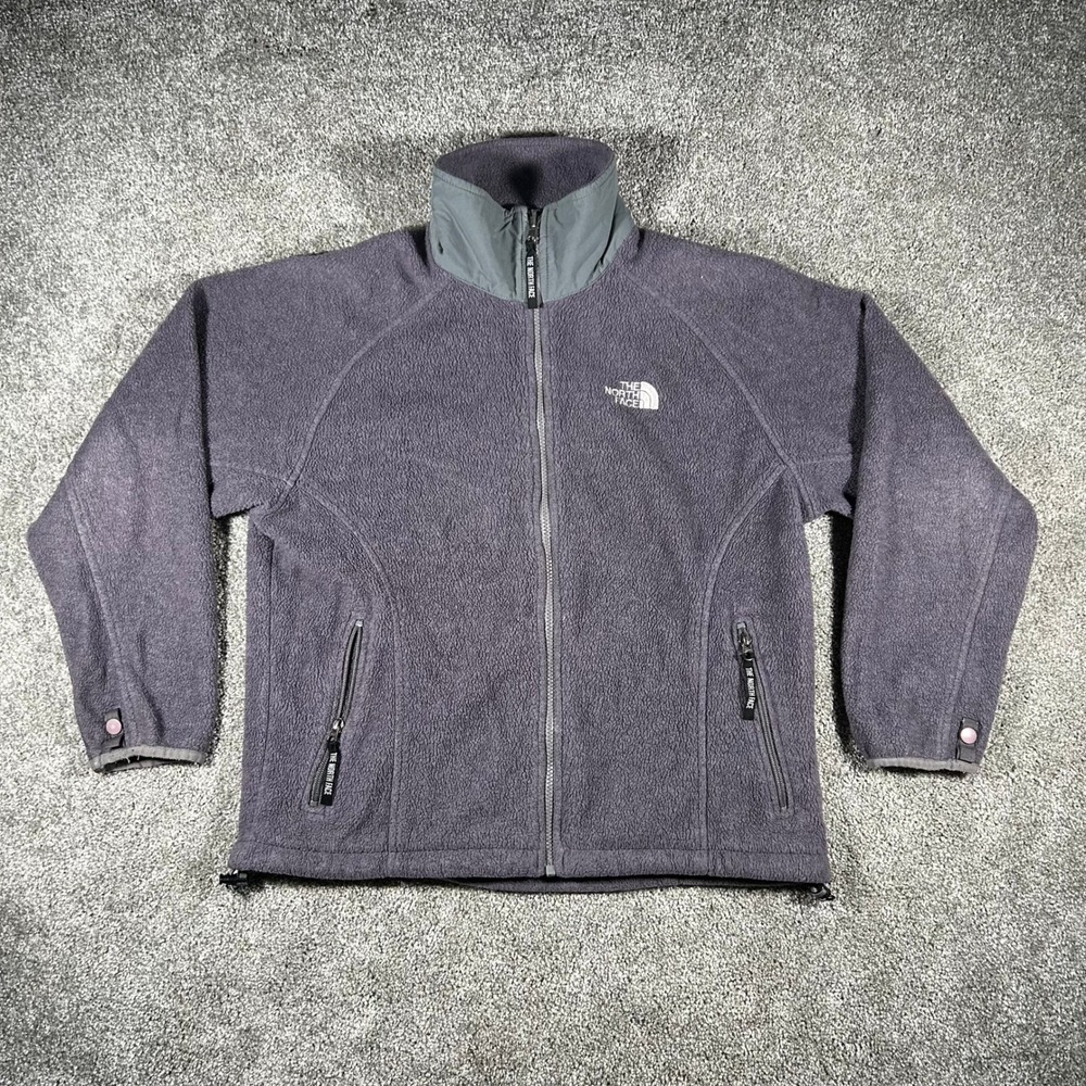 The North Face Womens Gray Full Zip Fleece Jacket Medium Charcoal Denali Style